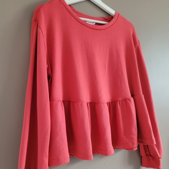 Joe Fresh Jillian Harris Comfy Flowy Ruffle Hem Long Sleeve Shirt Top Me… - Picture 5 of 12
